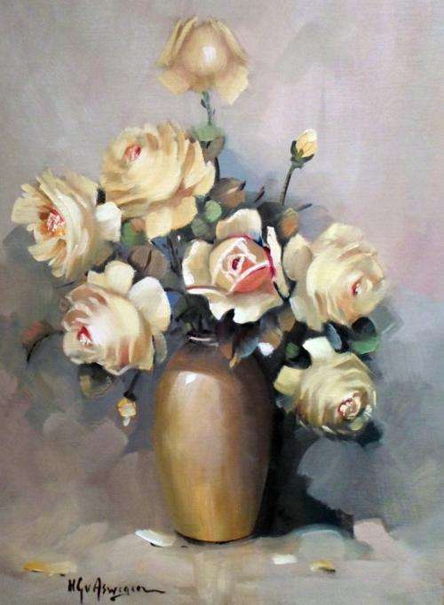 HG van Aswegen - Still life flowers - Simply stunning!!  - Bid now!! - Giveaway price!!